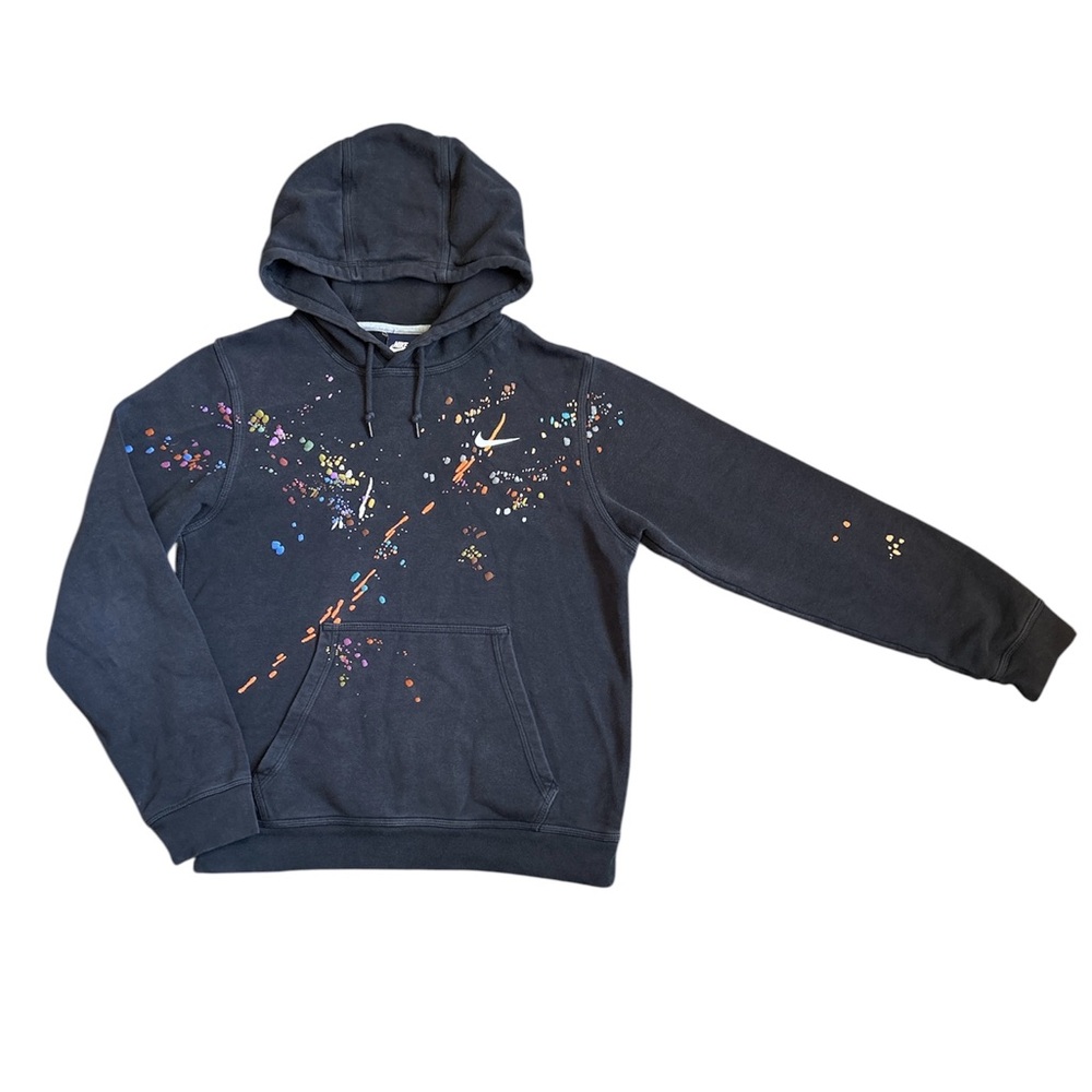 Bandulu x Nike Black Paint Splatter Embroidered Hoodie Sweatshirt Size: S
